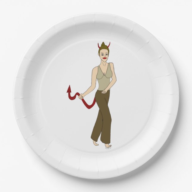 Assiettes En Carton fille diable (Devant)