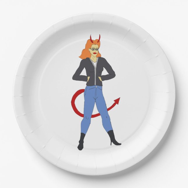 Assiettes En Carton fille diable (Devant)