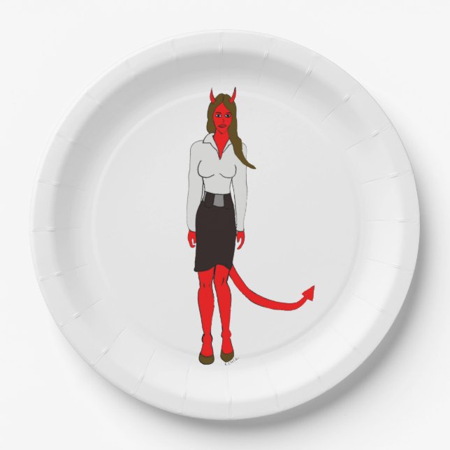 Assiettes En Carton fille diable (Devant)