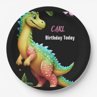 Assiettes En Carton fille dino