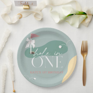 Assiettes En Carton Fille du parcours de golf Hole in One 1er annivers