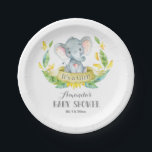 Assiettes En Carton Fille Eléphant Baby shower Jaune et Grey<br><div class="desc">Fille Baby shower éléphant Plaque en papier jaune et gris</div>