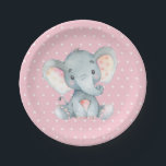 Assiettes En Carton Fille Eléphant Baby shower Plaque en papier rose<br><div class="desc">Fille Eléphant Baby shower Plaque en papier rose</div>