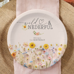 Assiettes En Carton Fille fleur sauvage 1er anniversaire