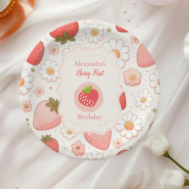 Assiettes En Carton Fille fraise Berry 1er anniversaire fête (Créateur téléchargé)