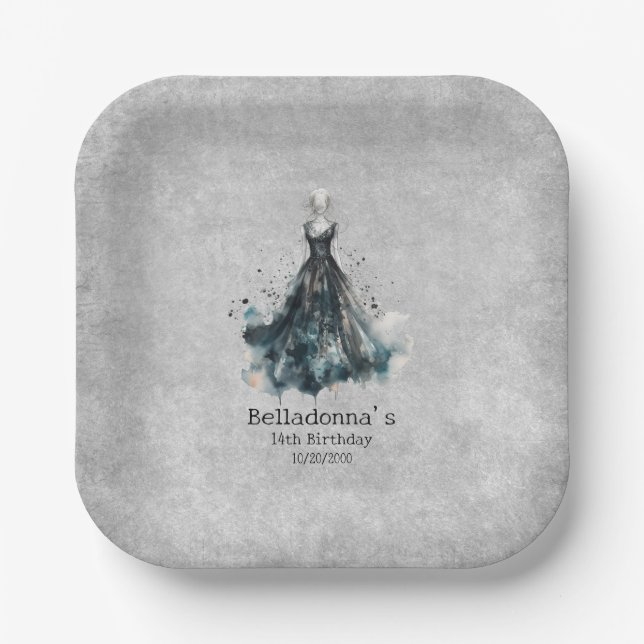 Assiettes En Carton Fille gothique Anniversaire (Recto)