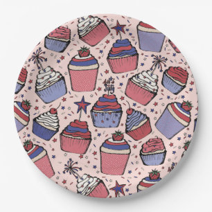 Assiettes En Carton Fille Juillet 4 Rouge Blanc & Bleu Patriotique Cup