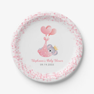 Assiettes En Carton Fille Koala Oear Baby shower rose