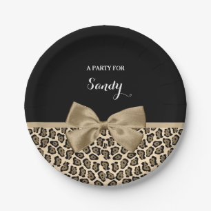 Assiettes En Carton Fille lumière Brown Jaguar Cute Bow Brown Nom