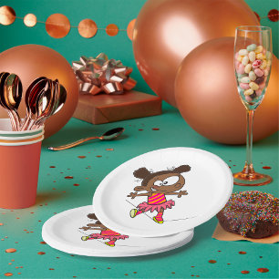 Assiettes En Carton Fille Marchant Sur Une Tightrope