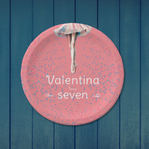 Assiettes En Carton Fille mignonne Pastel Pink Ballerina Tutu Dance Pa