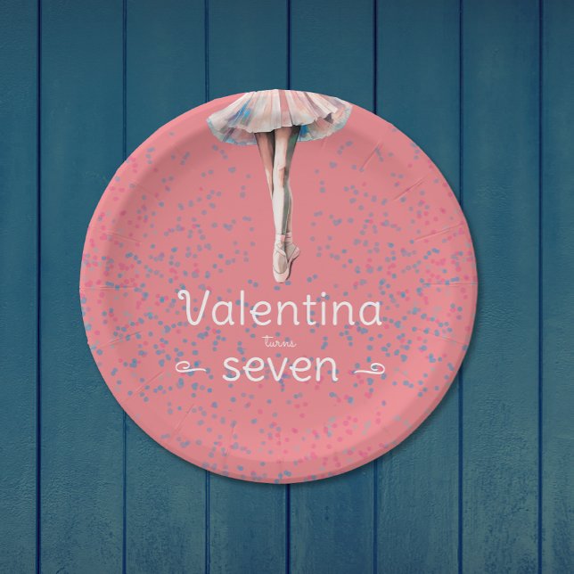 Assiettes En Carton Fille mignonne Pastel Pink Ballerina Tutu Dance Pa (Créateur téléchargé)