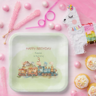 Assiettes En Carton Fille moteur de train 3e anniversaire