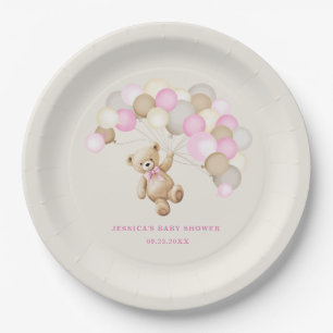 Assiettes En Carton Fille Ourson Baby Shower