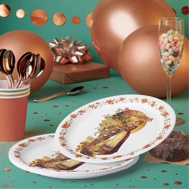 Assiettes En Carton Fille Pigrim Thanksgiving (Multi)