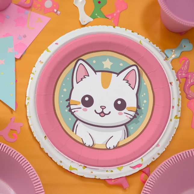 Assiettes En Carton Fille qui aime Kittens fête d'anniversaire (Créateur téléchargé)