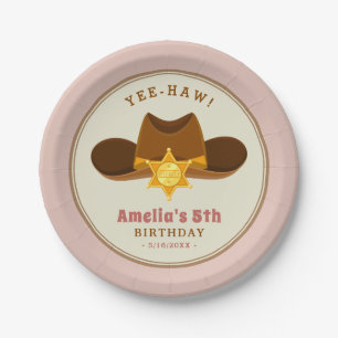 Assiettes En Carton Fille rose Cowboy Wild West fête d'anniversaire