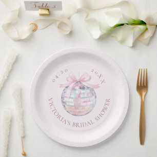 Assiettes En Carton Fille Rose Disco Ball Élégante Fête des mariées ro