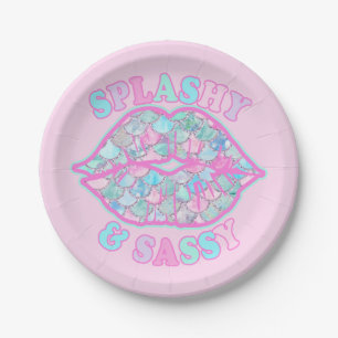 Assiettes En Carton Fille Splashy & Sassy Rose Turquoise Mermaid Kiss