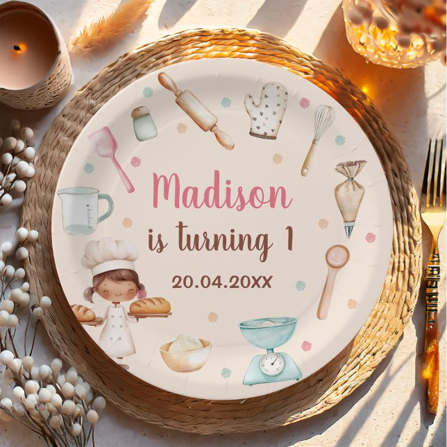 Assiettes En Carton Filles à la première fête d'anniversaire (Créateur téléchargé)