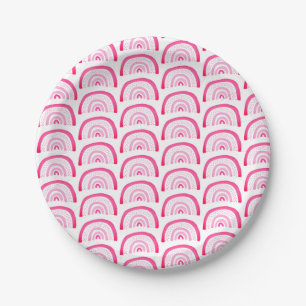Assiettes En Carton Filles arc-en-ciel rose fête d'anniversaire