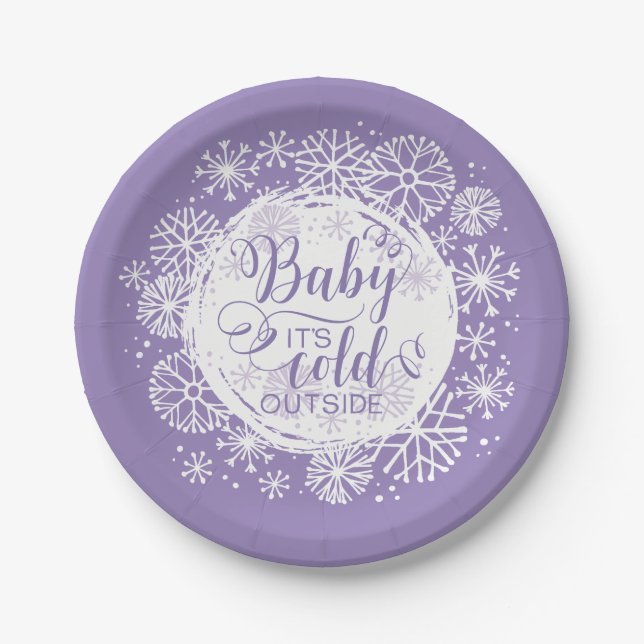 Assiettes En Carton Filles Bébé Il fait froid dehors 7" Plaque en papi (Devant)