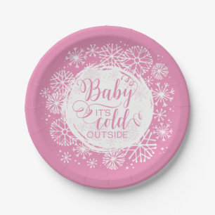 Assiettes En Carton Filles Bébé Il fait froid dehors 7" Plaque en papi