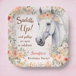 Assiettes En Carton Filles Cheval Plaques de papier fête d'anniversair