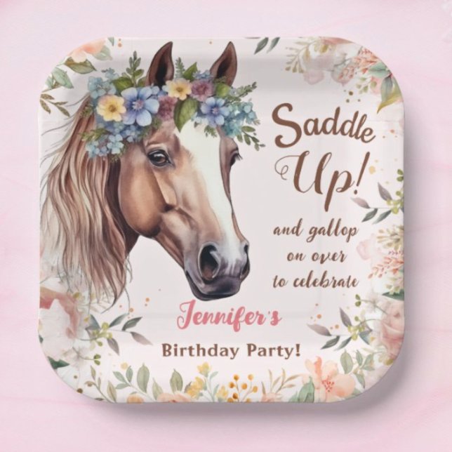 Assiettes En Carton Filles Cheval Plaques de papier fête d'anniversair (Créateur téléchargé)