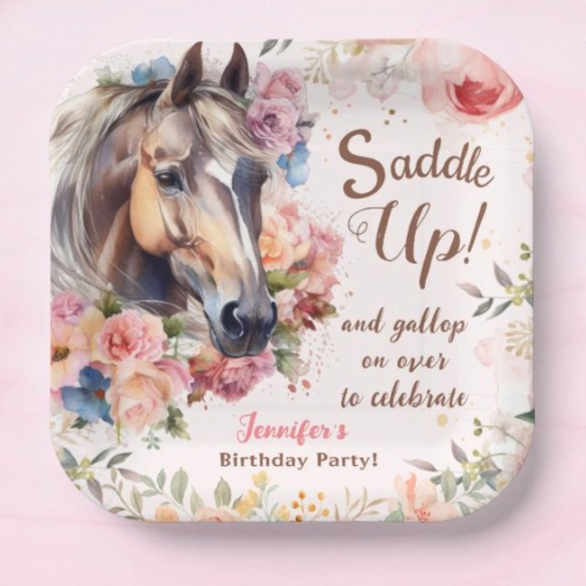 Assiettes En Carton Filles Cheval Plaques de papier fête d'anniversair (Créateur téléchargé)