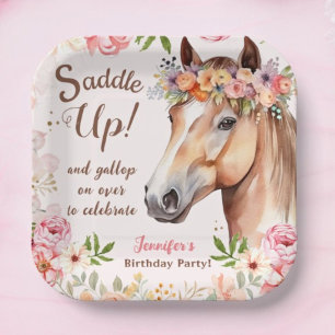 Assiettes En Carton Filles Cheval Plaques de papier fête d'anniversair