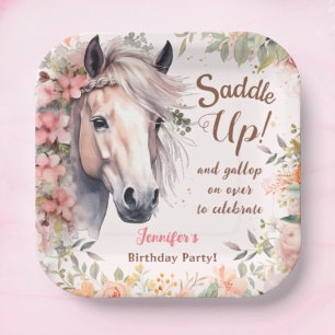 Assiettes En Carton Filles Cheval Plaques de papier fête d'anniversair