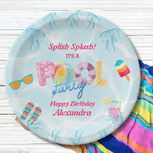 Assiettes En Carton Filles colorées Piscine Anniversaire Fête