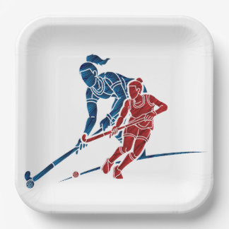 Assiettes En Carton Filles de hockey sur gazon
