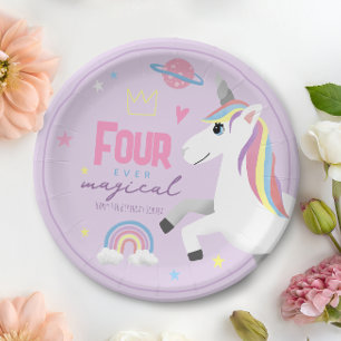 Assiettes En Carton Filles Licorne Rose Quatre Toujours Magique 4ème A