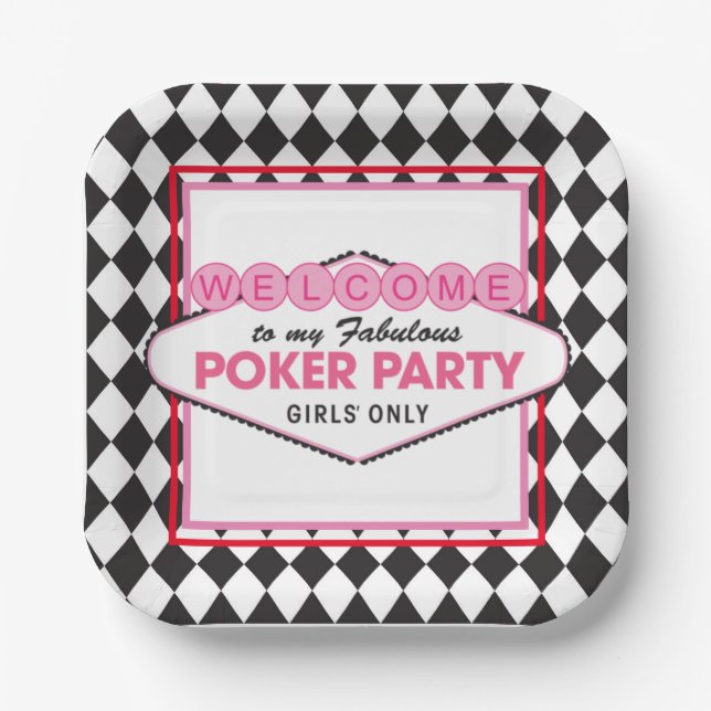 Assiettes En Carton Filles Poker Card Party (Recto)