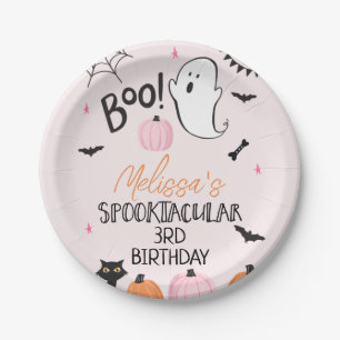 Assiettes En Carton Filles Rose Orange Noir Boo Halloween Anniversaire