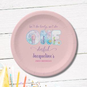 Assiettes En Carton Filles roses 1er Anniversaire ONEderful Pretty