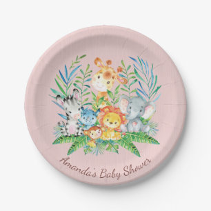 Assiettes En Carton Filles Safari Jungle Baby shower 7" Plaque
