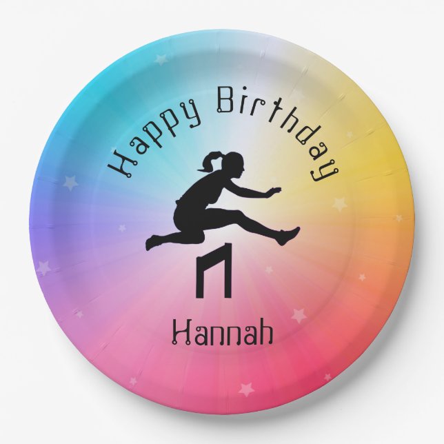 Assiettes En Carton Filles Track & Field Rainbow Stars Plates (Devant)