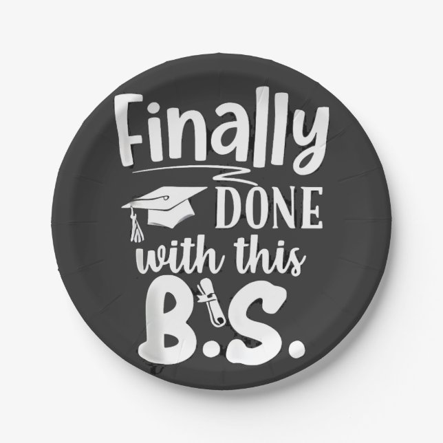 Assiettes En Carton Fini avec ce BS Funny graduation 2025 (Devant)