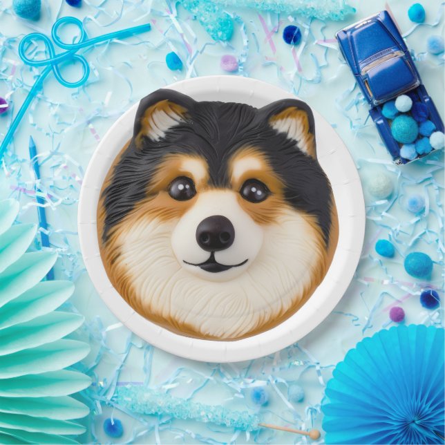 Assiettes En Carton Finlandais Lapphund Chien 3D inspiré (Fête)