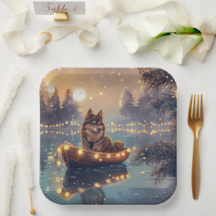 Assiettes En Carton Finlandais Lapphund Noël Festive Voyage