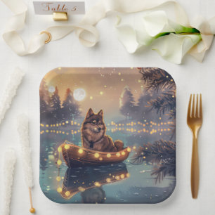 Assiettes En Carton Finlandais Lapphund Noël Festive Voyage