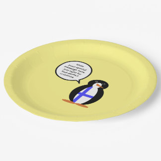 Assiettes En Carton Finlande Discutant Mme Pingouin Personnalisé