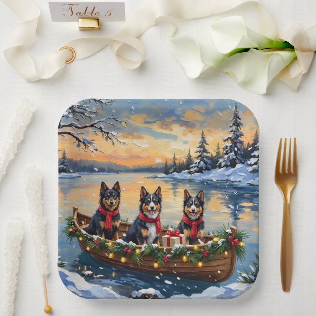 Assiettes En Carton Finnish Lapphund Christmas Boat Holiday (Mariage)
