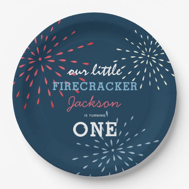Assiettes En Carton Firecracker 4 juillet Fireworks Anniversaire (Devant)