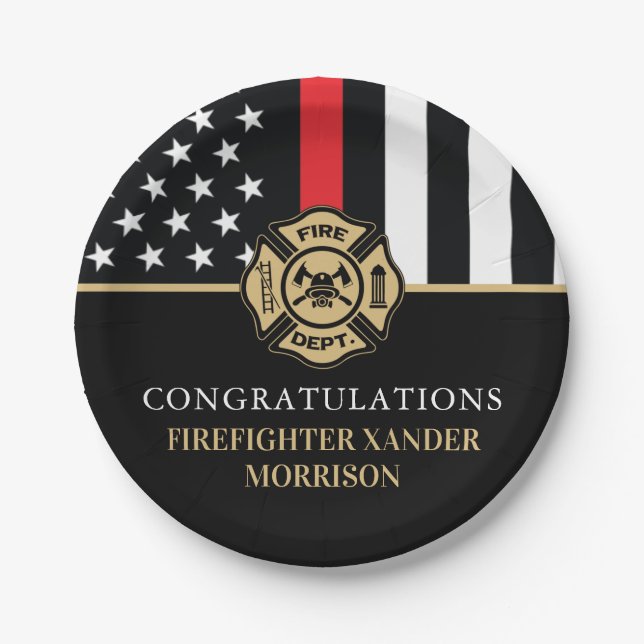 Assiettes En Carton Firefighter Retirement Fire Department Party (Devant)