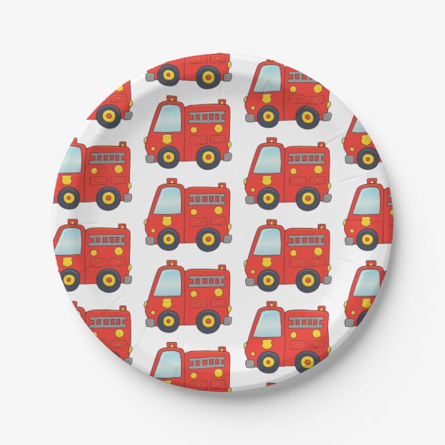 Assiettes En Carton Firetruck personnalisable (Devant)