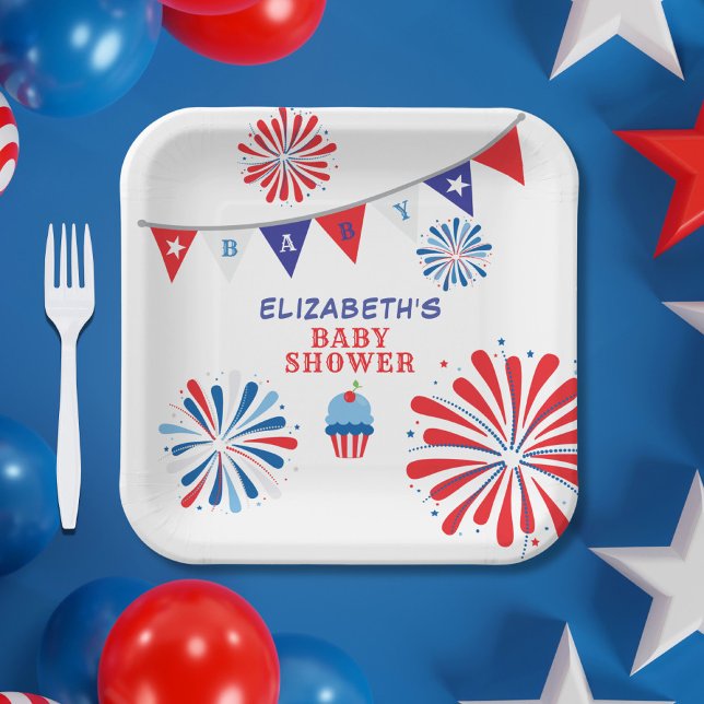 Assiettes En Carton Fireworks 4 juillet Baby shower (Créateur téléchargé)